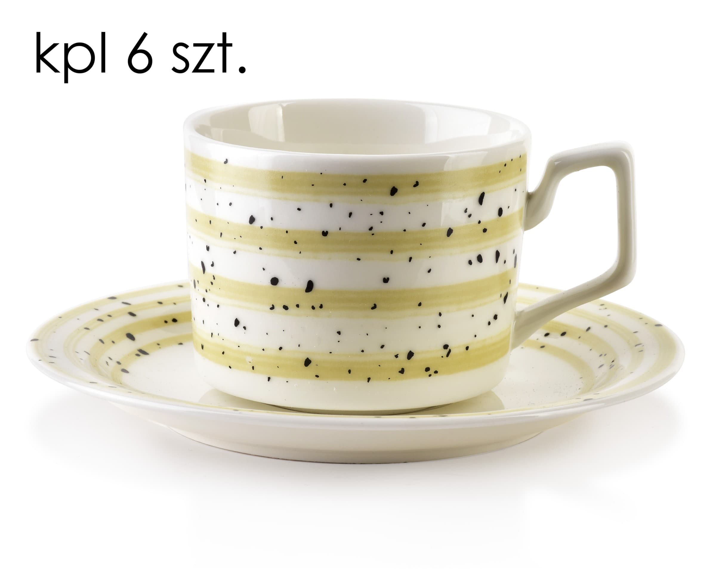 Súprava 6 ks šálok s podšálkou Joy 210 ml biela/žltá