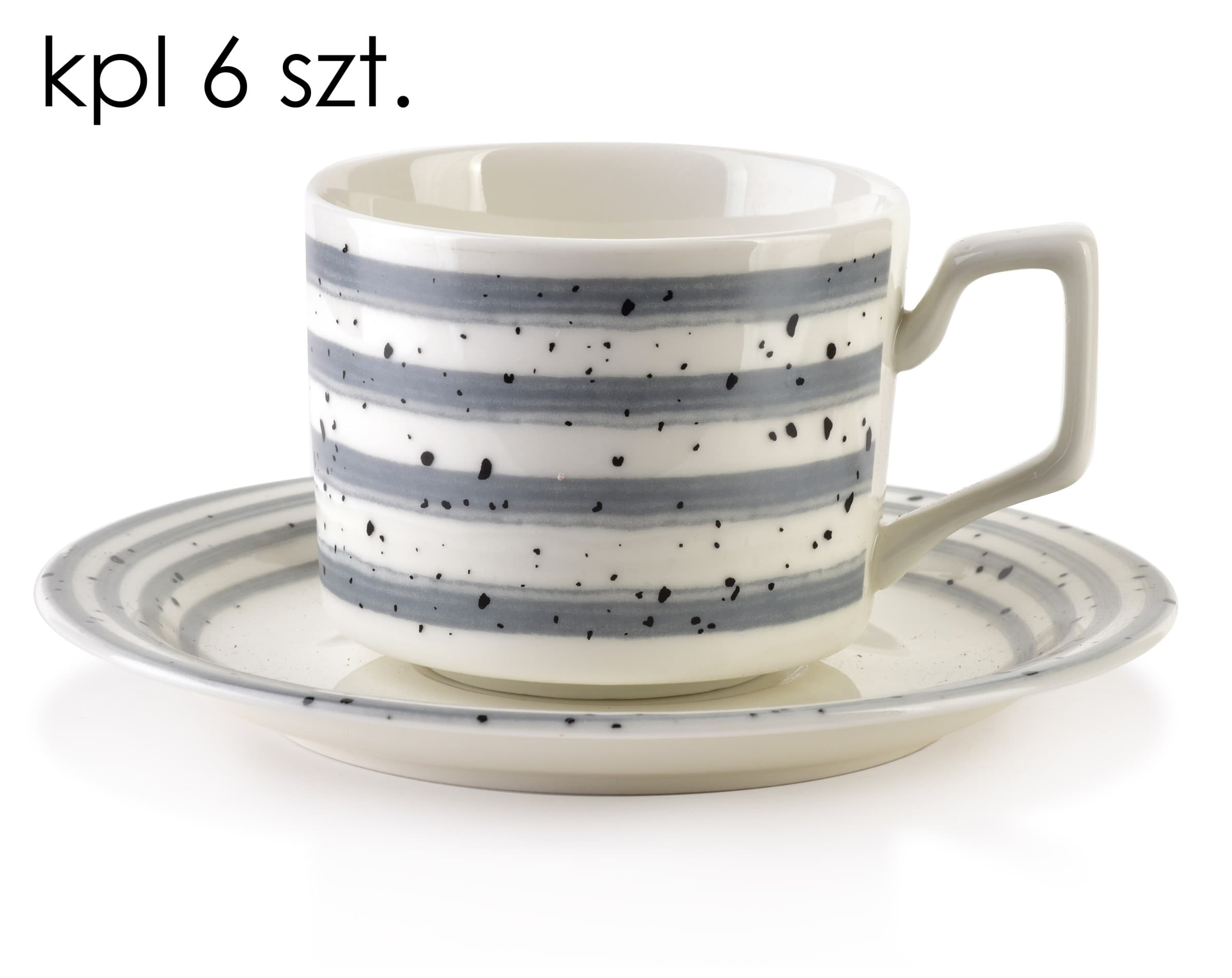 Súprava 6 ks šálok s podšálkou Radosť 210 ml biela/sivá 1