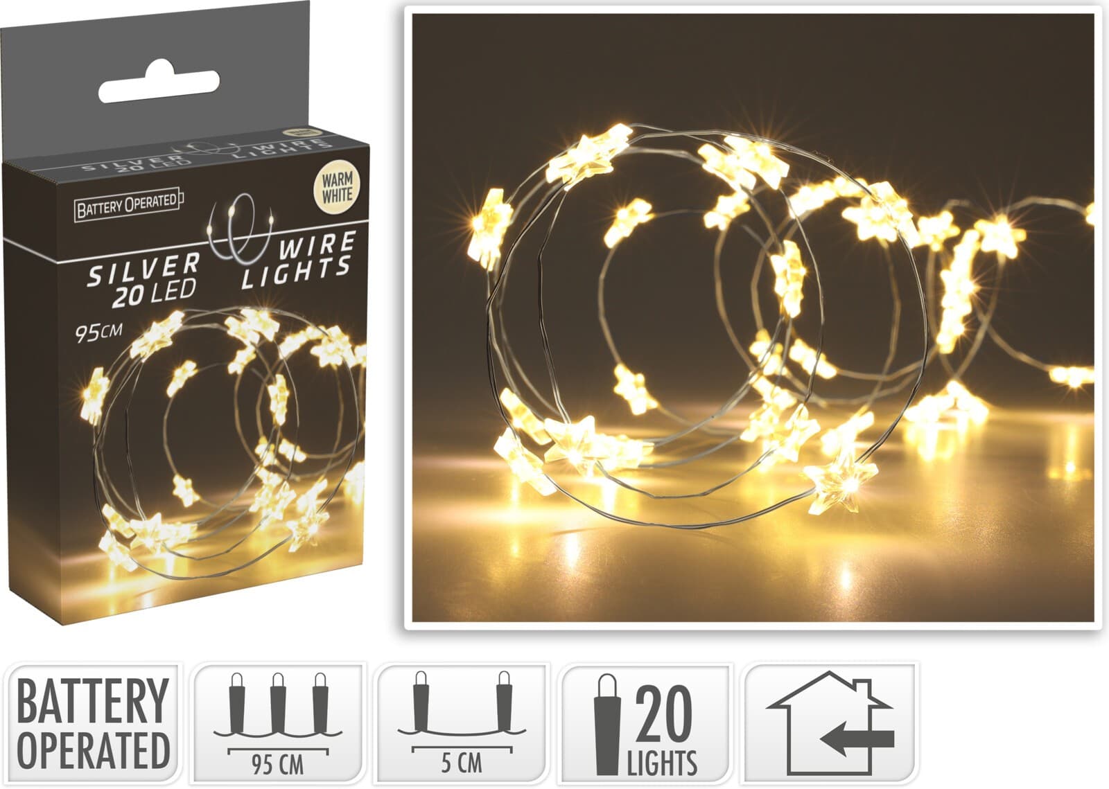 Svetelná LED reťaz Tobie 95 cm teplá biela 1
