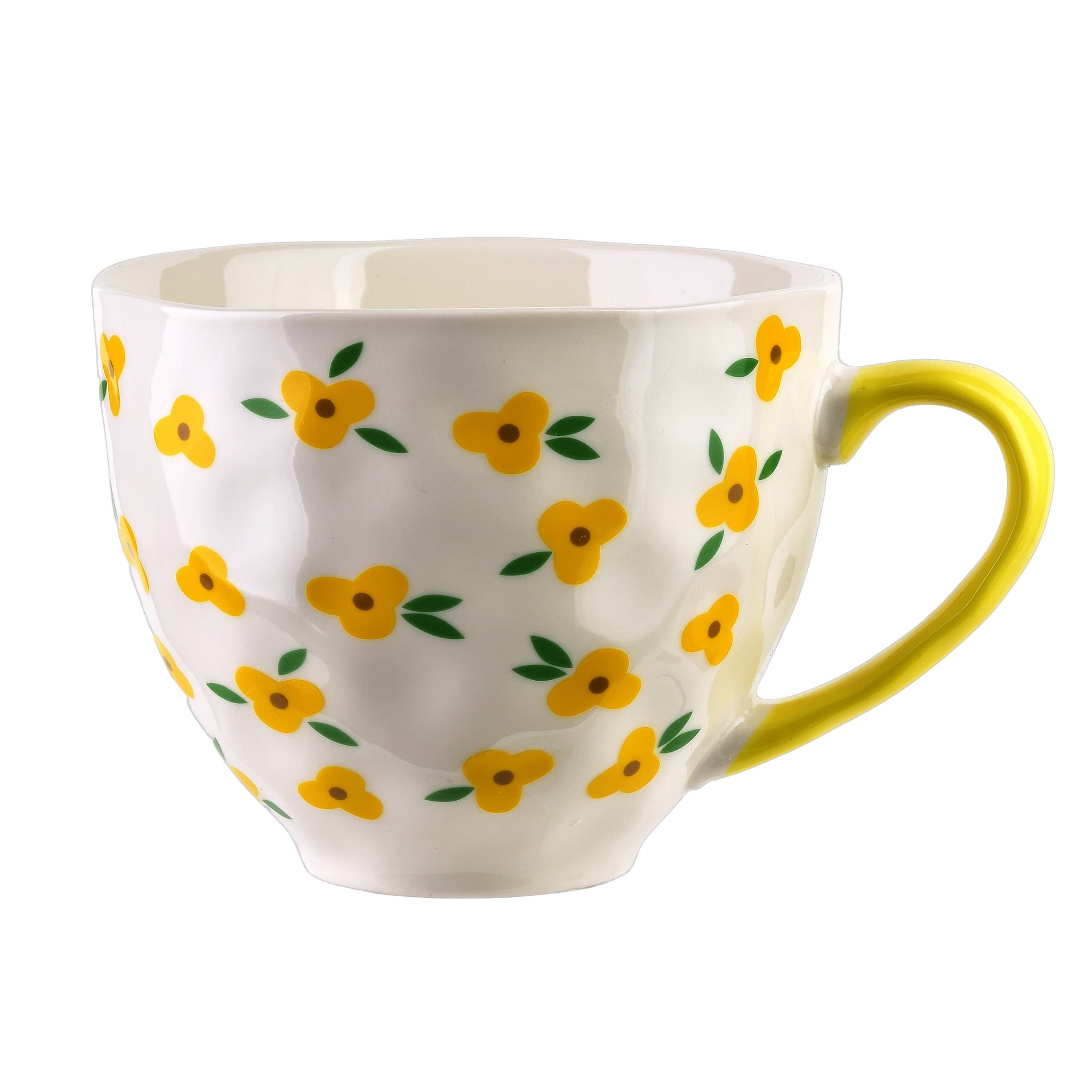 Porcelánový hrnček FLORELLA 400 ml biely/žltý