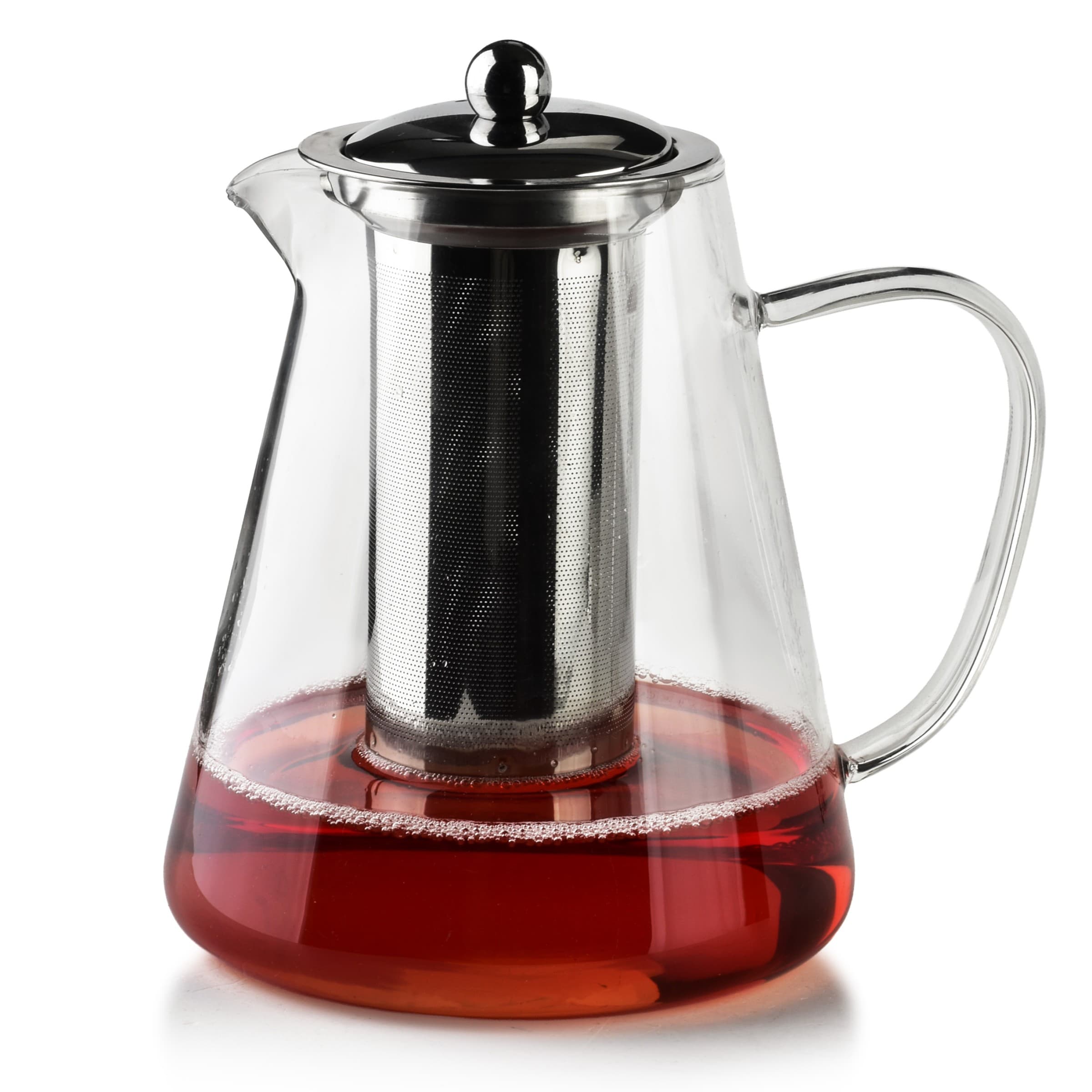 Sklenená čajová kanvica PETER 1,3 l číra/nerez