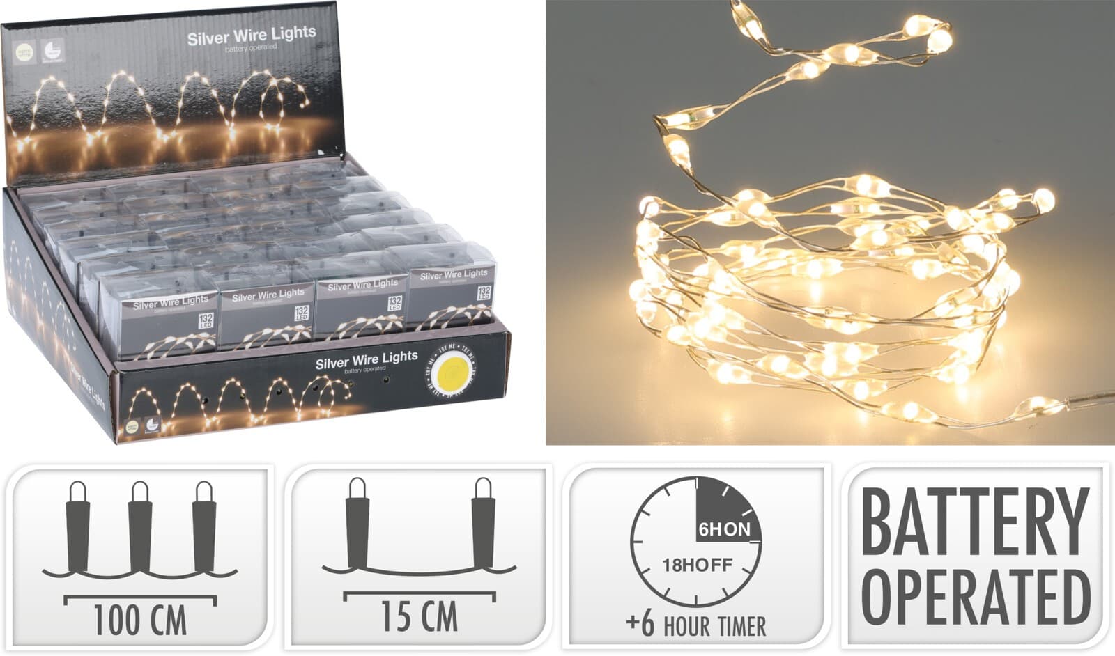 Svetelná LED reťaz s časovačom Fuller II 100 cm teplá biela 1