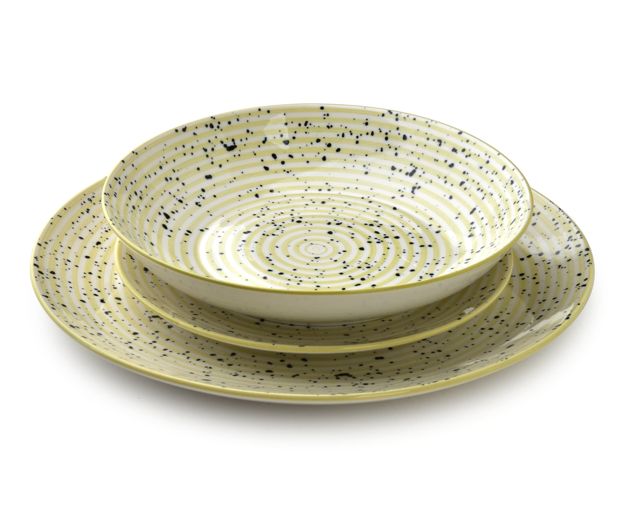 Porcelánová súprava 18 ks tanierov PRÚŽKY BÉŽOVÁ béžová 1