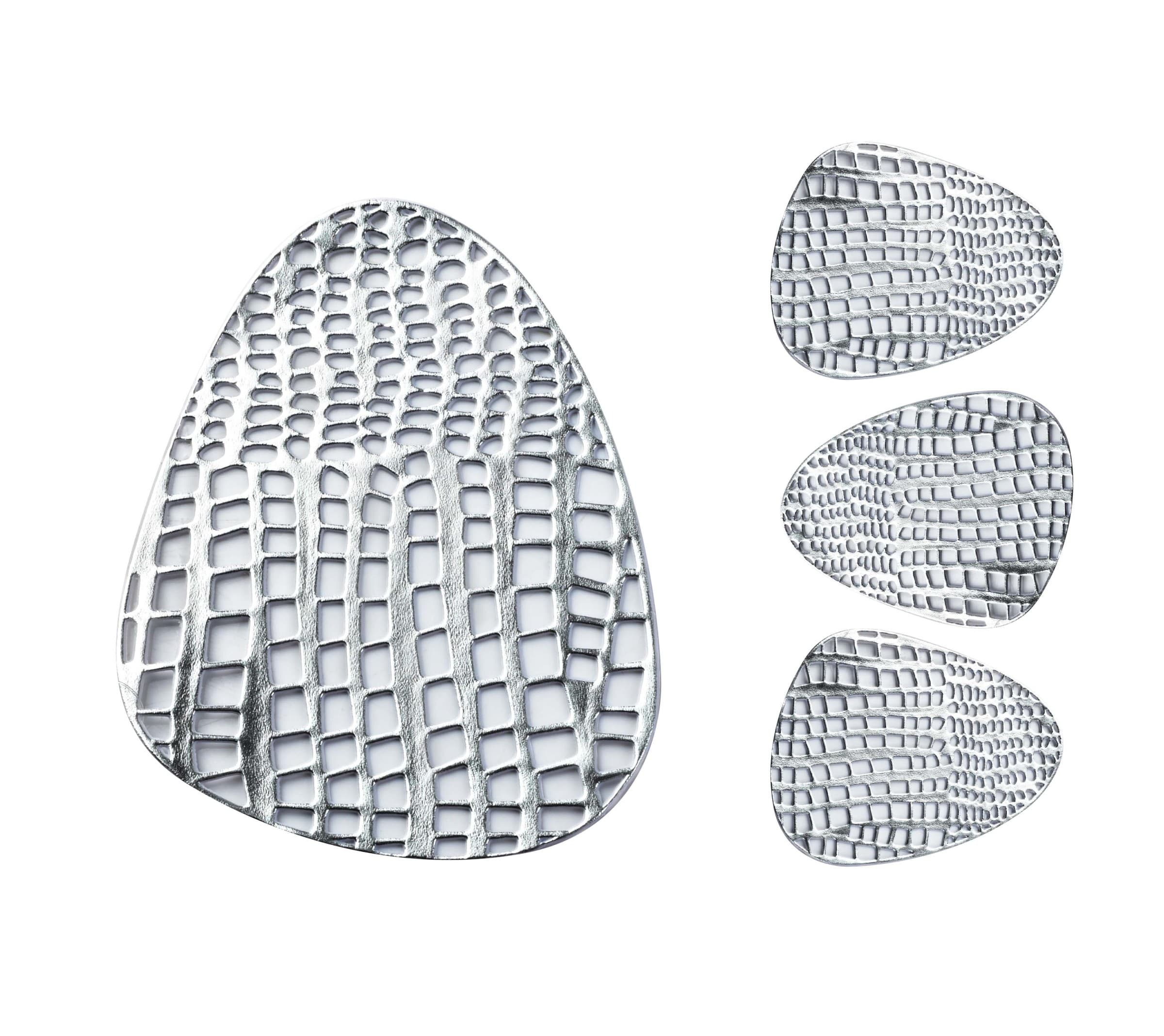 Súprava podšálok pod hrnček 10 x 13 cm strieborná 1