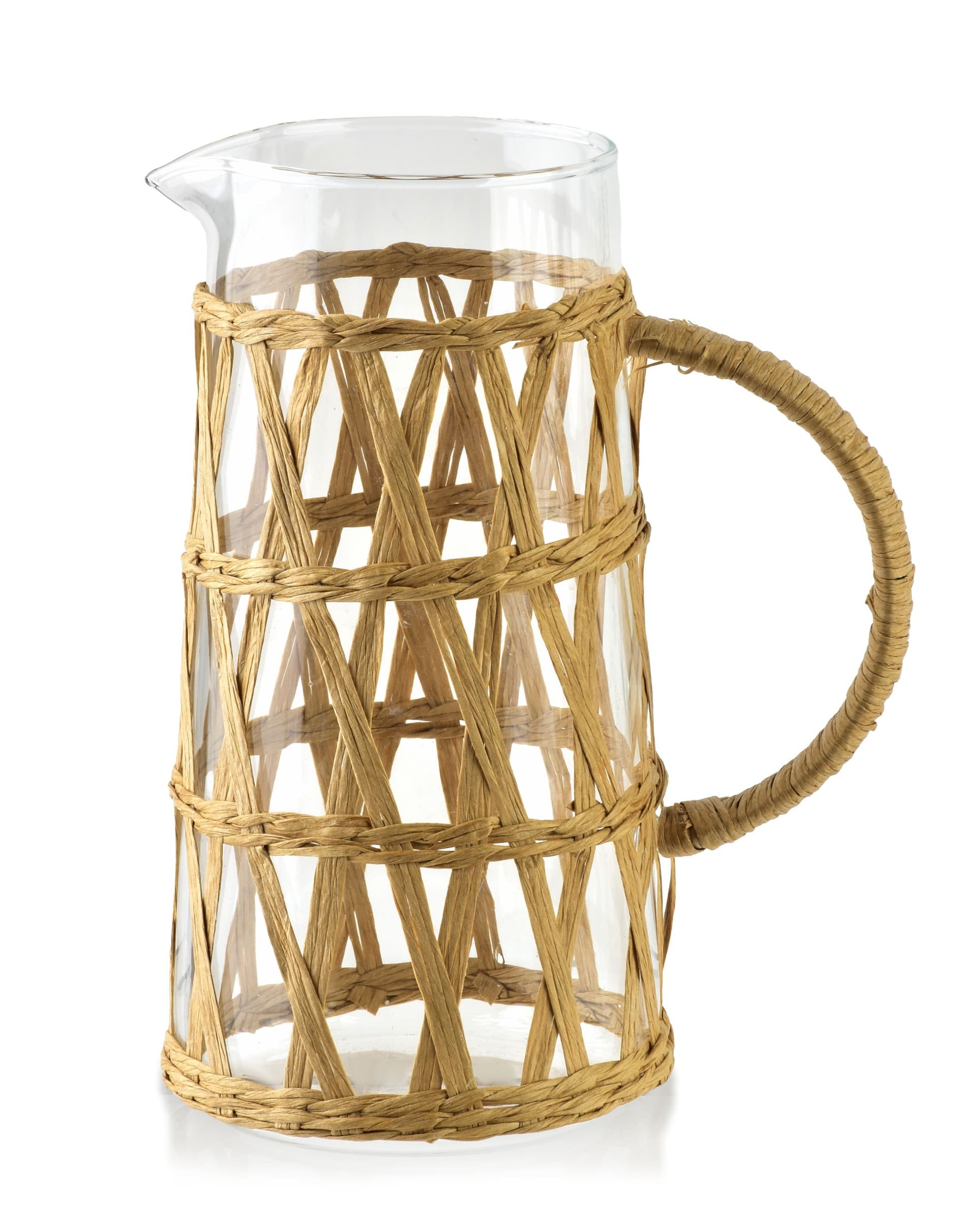 Sklenený džbán s opletením BOHO 1,1 L transparentný