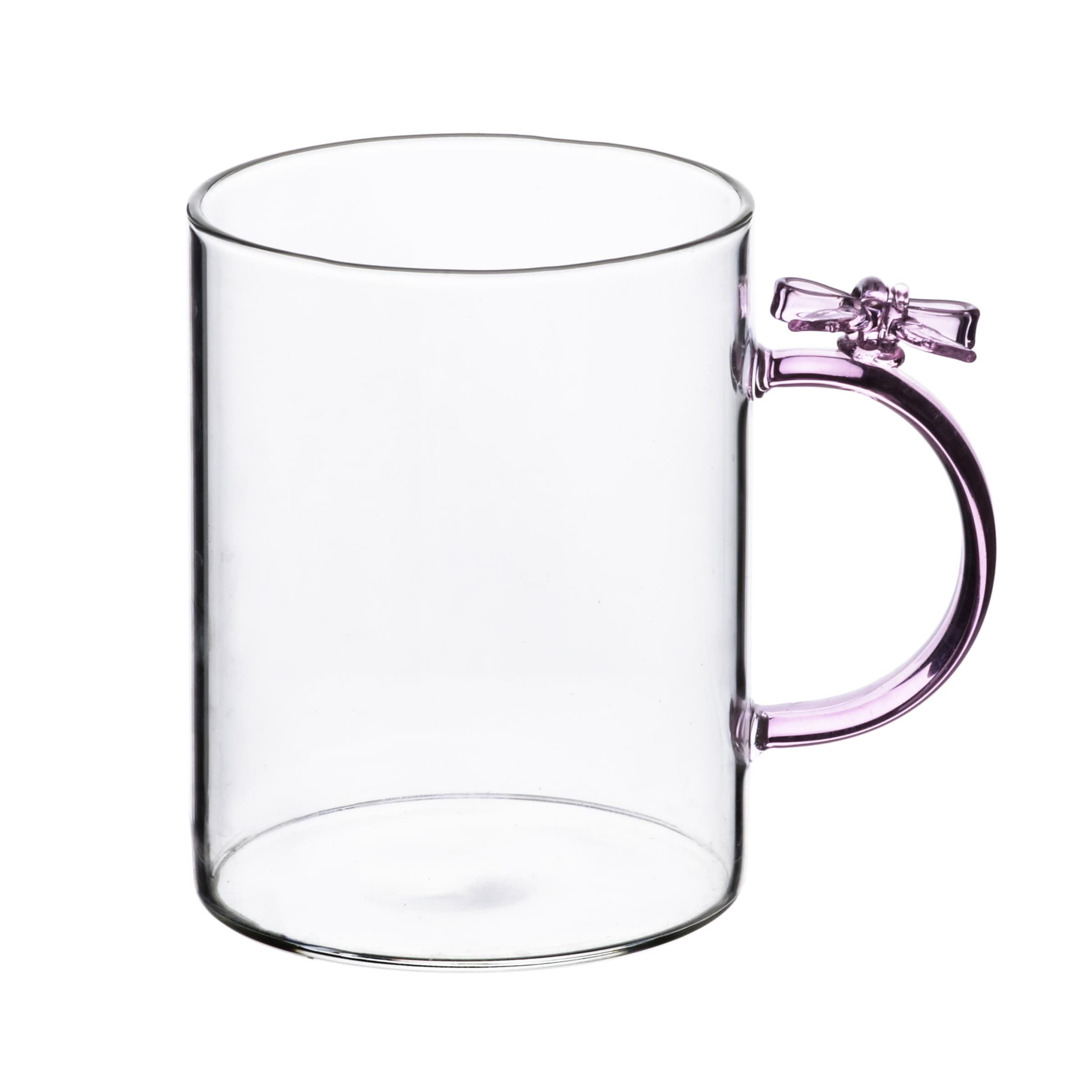 Sklenený hrnček PETER RIBBON 400 ml číry/ružový