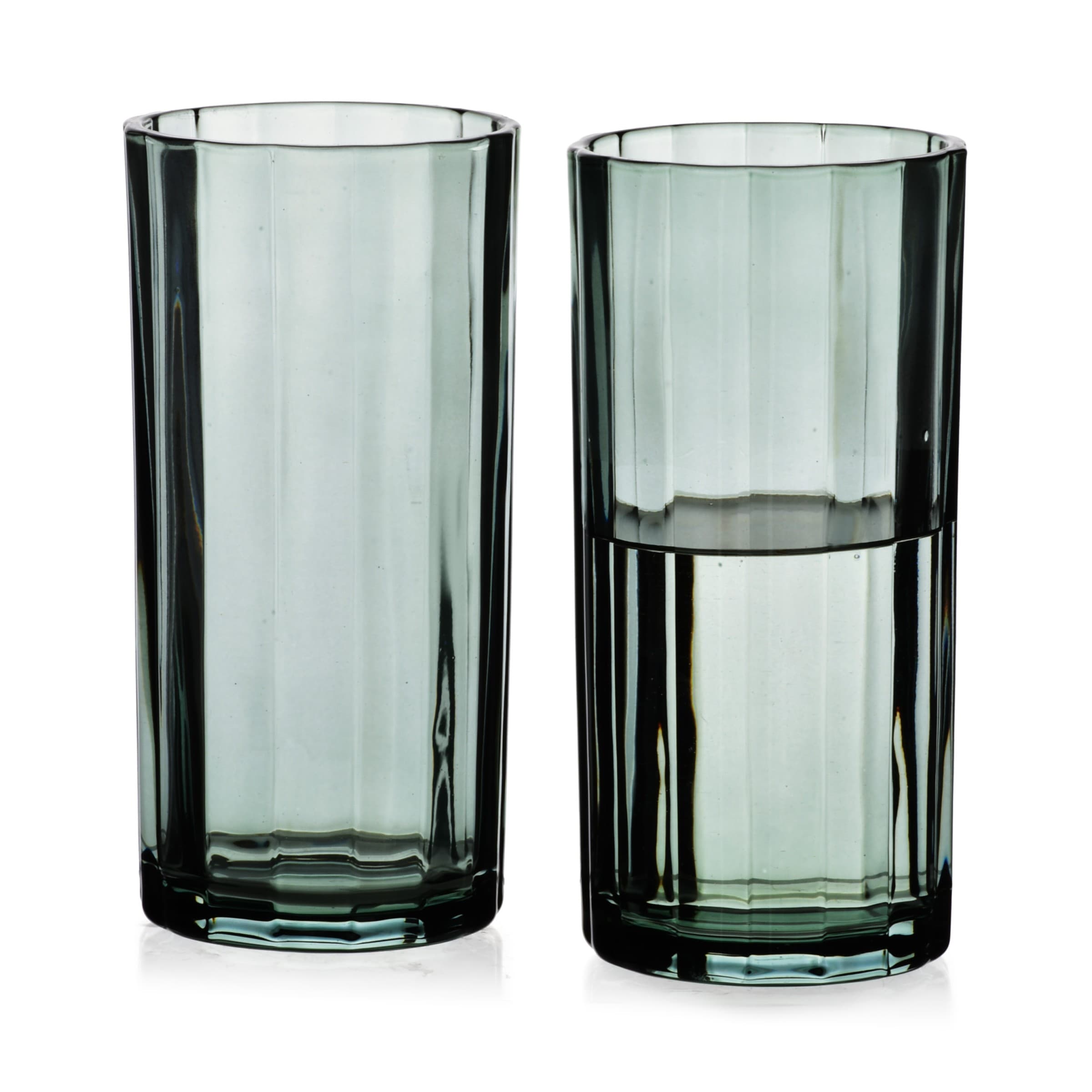 Sada 4 ks vysokých pohárov ELISE STRIPES 360 ml číra/zelená 1