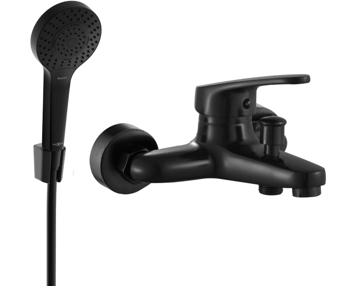 Kúpeľňový set Mexen Erica 05 čierny - vaňová batéria so sprchou