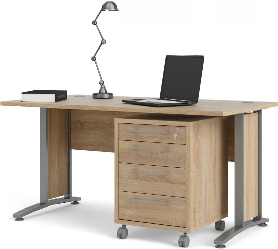 Písací stôl Dôstojník 80400/35 150 cm s kontajnerom dub Sonoma/strieborný