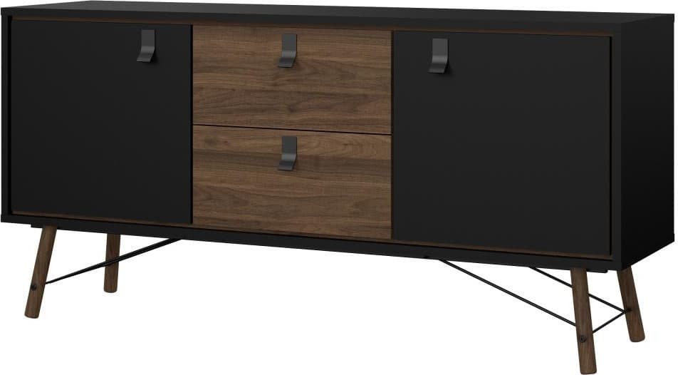 Komoda Rainy 150 cm čierna/orech tmavý