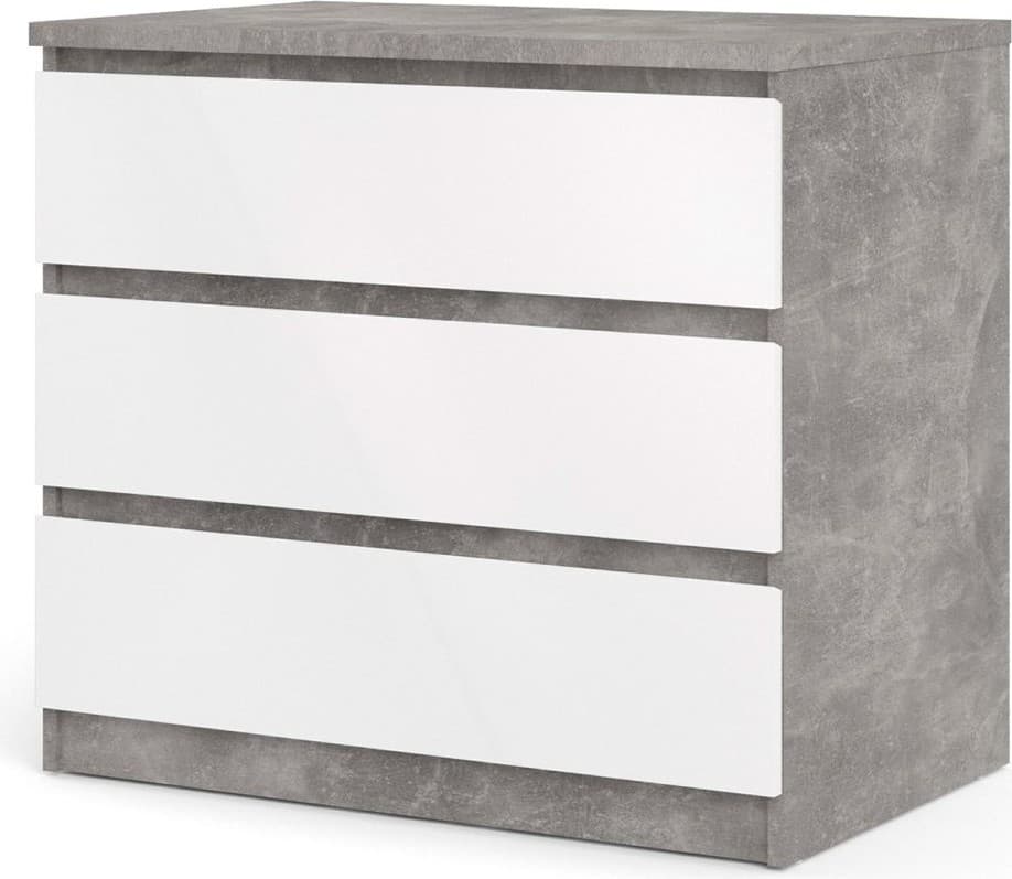 Komoda Simplicitous III betón/biela lesk 1