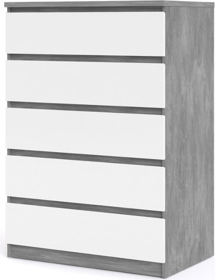 Komoda Simplicitous II betón/biela lesk