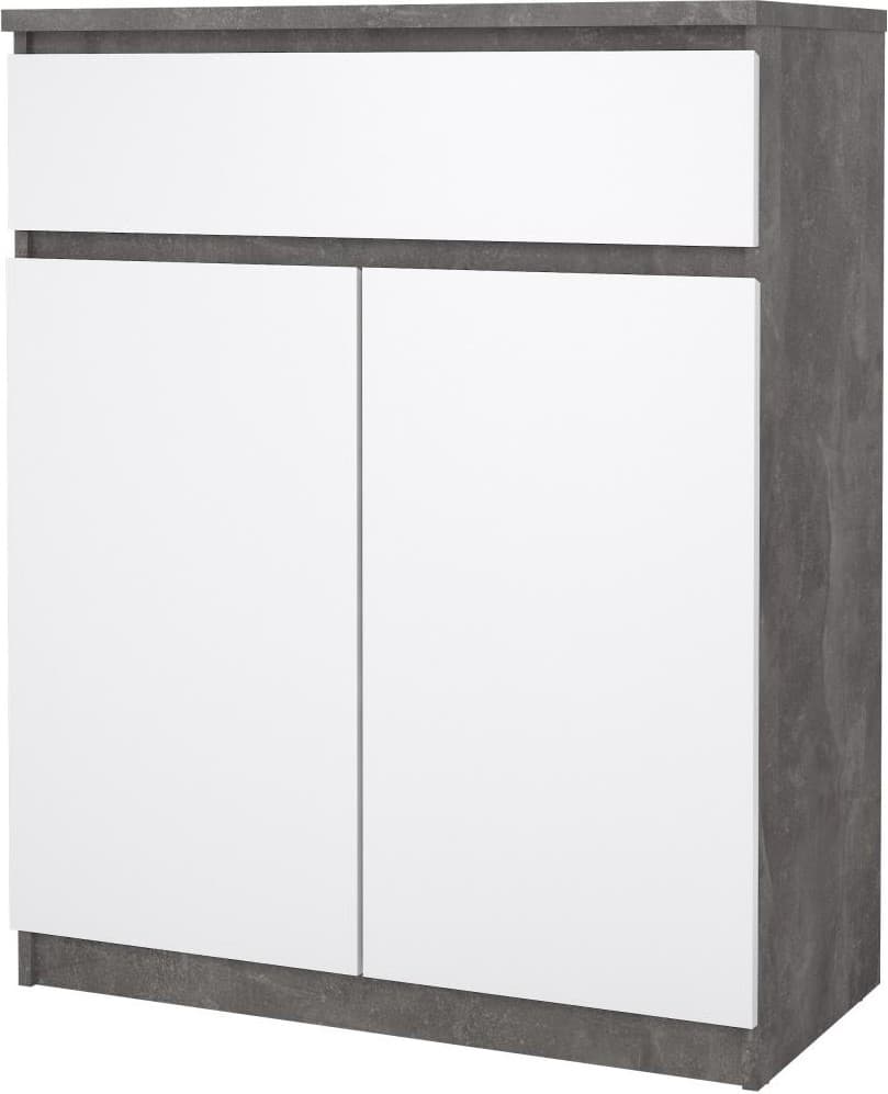 Komoda Simplicitous 234 80 cm betón/biela lesk 1
