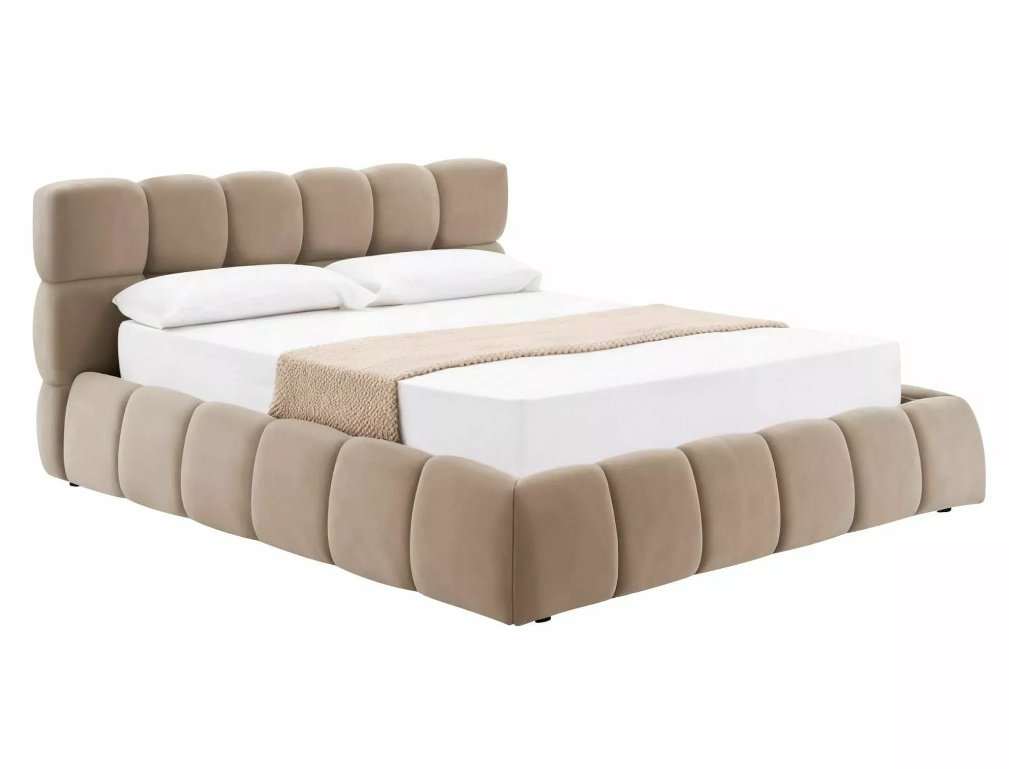 Dvoulůžková postel Parma Velvet 140x200 tmavě béžová 1