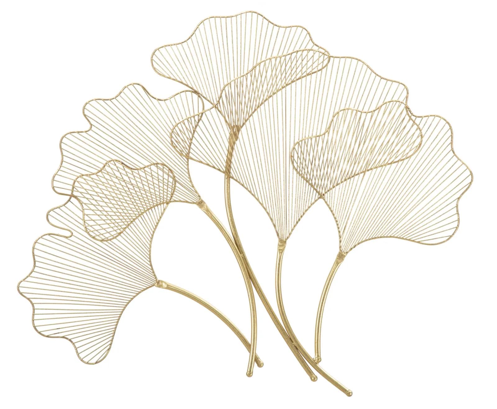 Kovová nástenná dekorácia Glam Leaf 79 cm zlatá 1