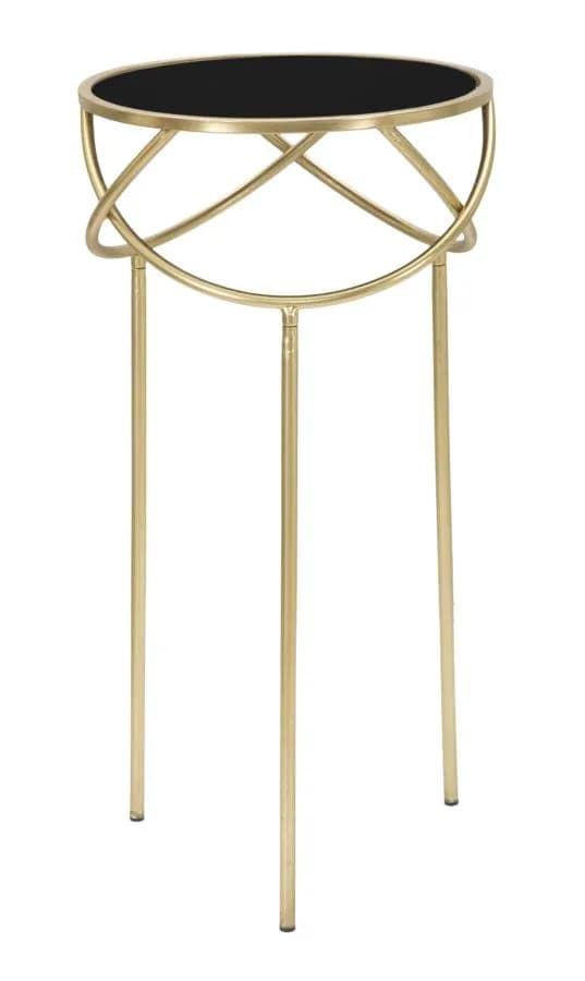 Príručný stolík Ring 40 cm čierno-zlatý
