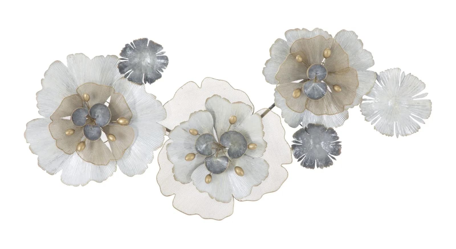 Kovová nástenná dekorácia Flowery 119x60 cm viacfarebná 1