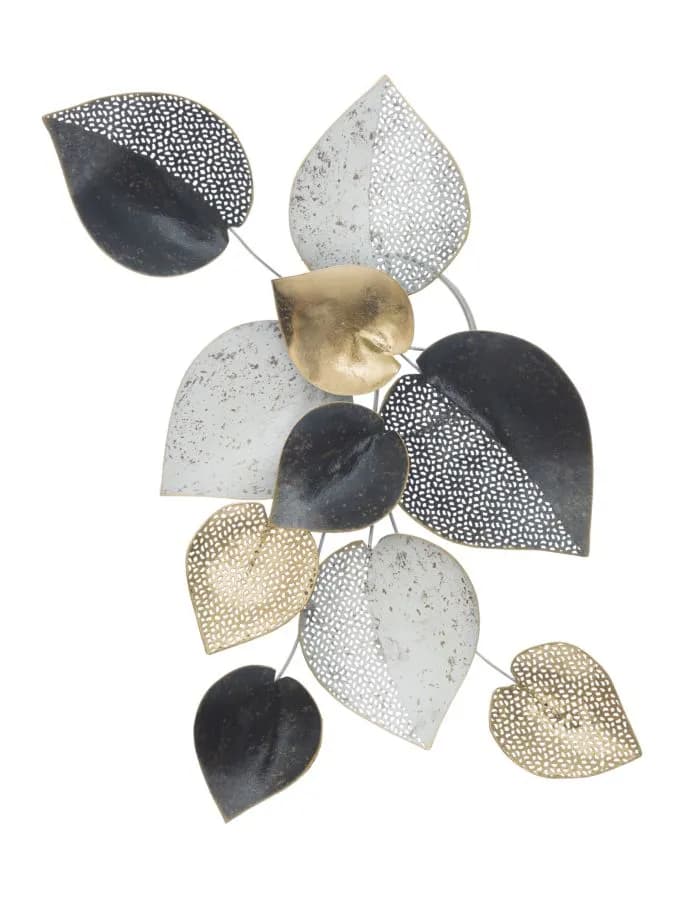 Kovová nástenná dekorácia Half Leaf 40 cm viacfarebná/zlatá 1