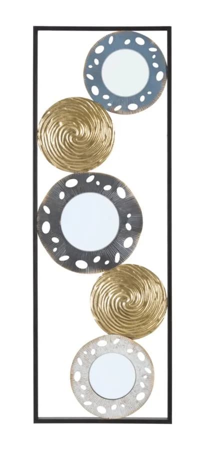 Kovová nástenná dekorácia so zrkadlom Gloty B 31x90 cm zlatá/viacfarebná