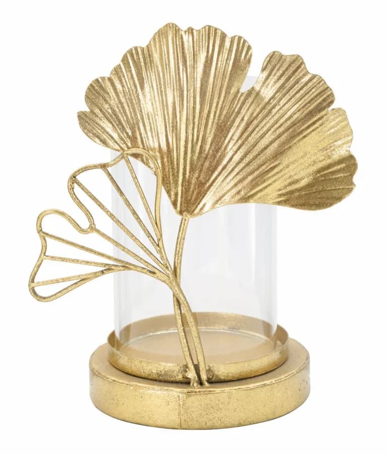 Svietnik List 21 cm číry/zlatý