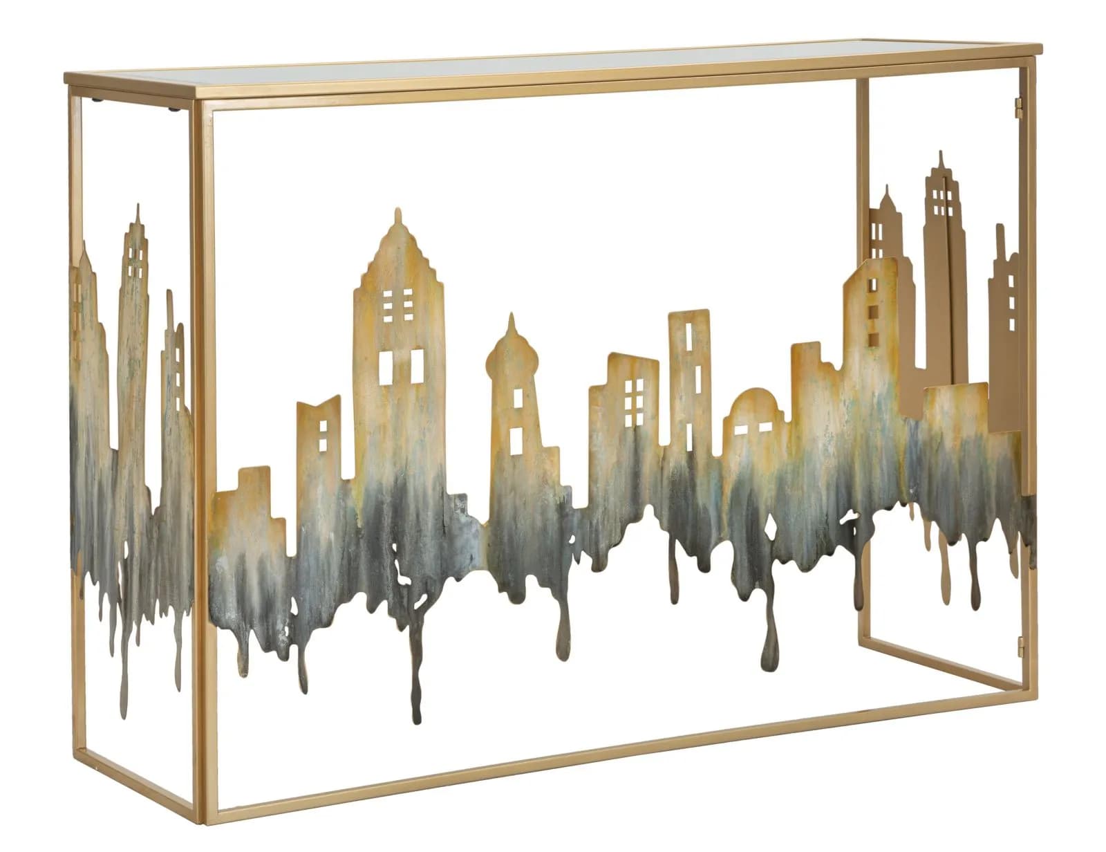 Konzolový stolík City 110 cm zlatý/viacfarebný