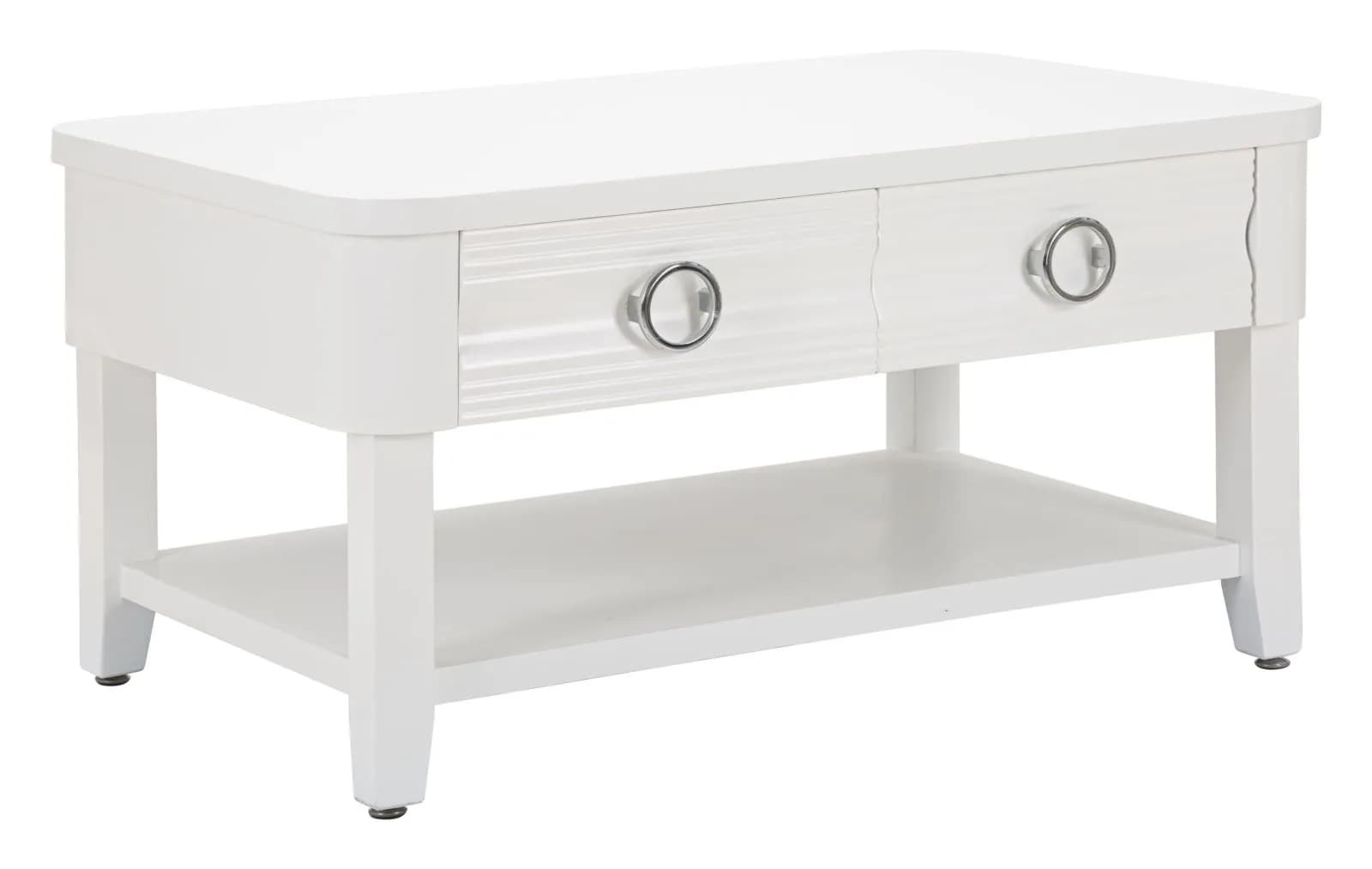 Konferenčný stolík Shine 90 cm so zásuvkami biely 1