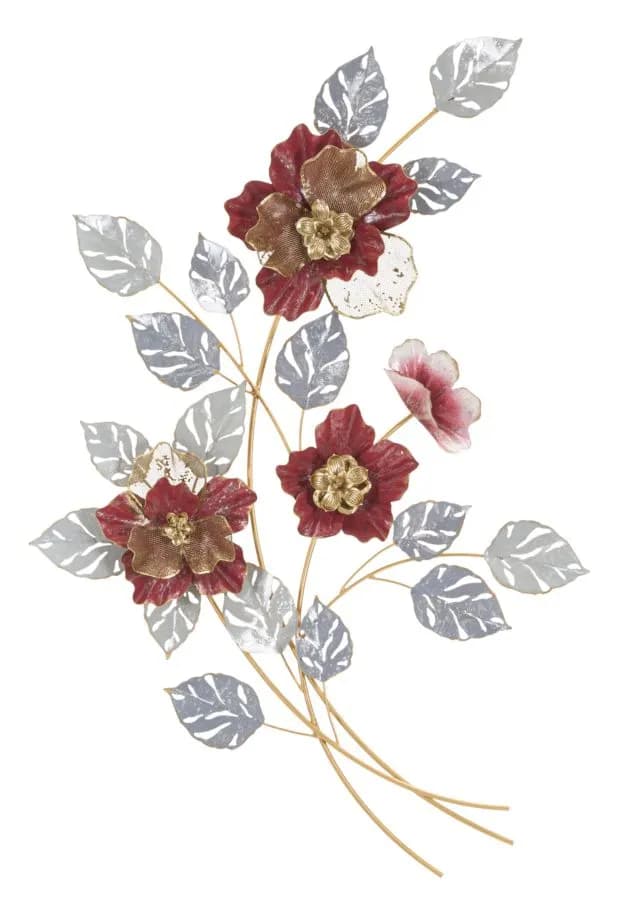 Kovová nástenná dekorácia Lovis 68,6x98,4 cm sivá/červená/zlatá