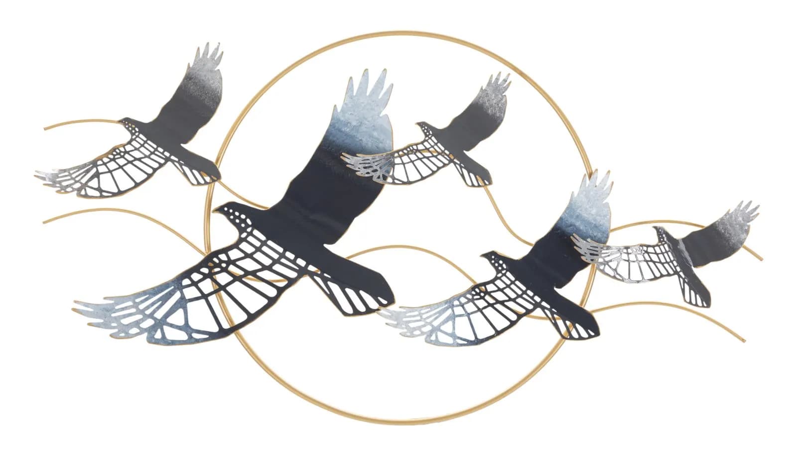 Kovová nástenná dekorácia Bird 91x49 cm čierna/zlatá