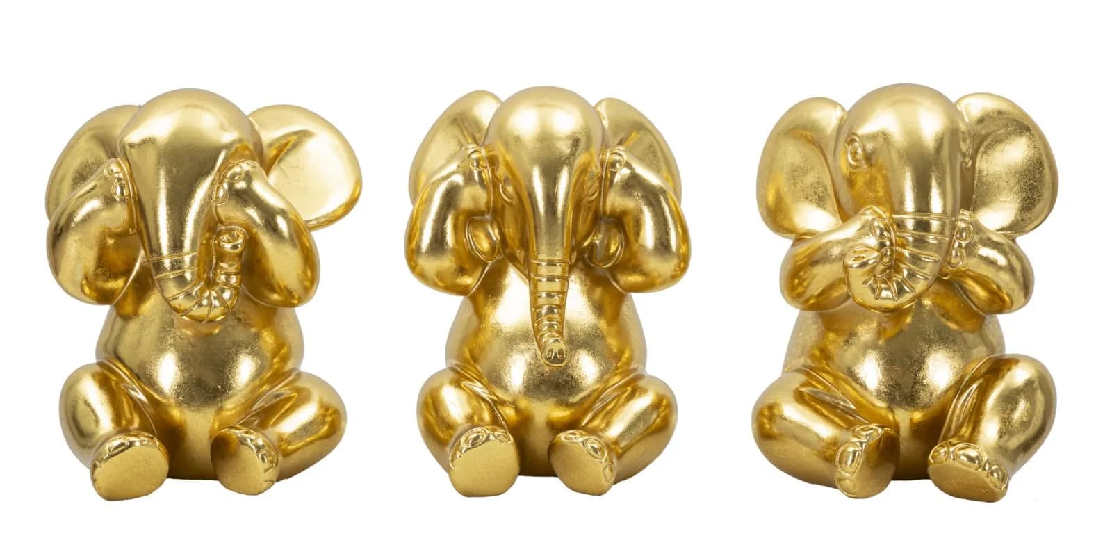 Sada 3 ks dekoratívnych figúrok Elephant zlatá 1