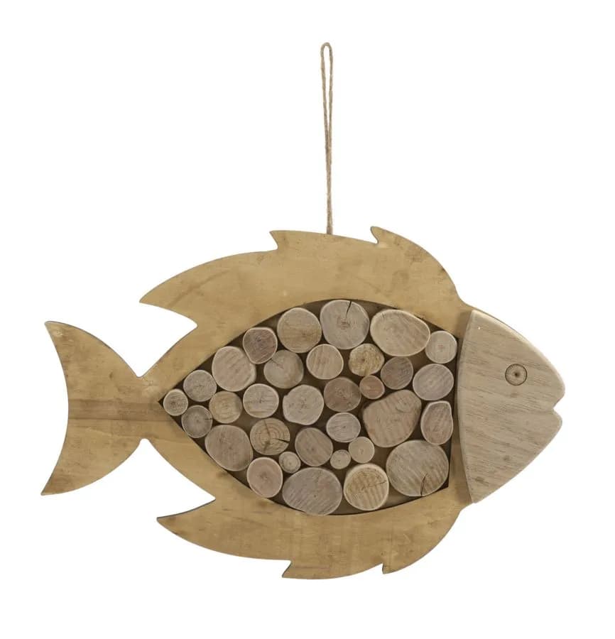 Závesná drevená dekorácia Fish hnedá 1