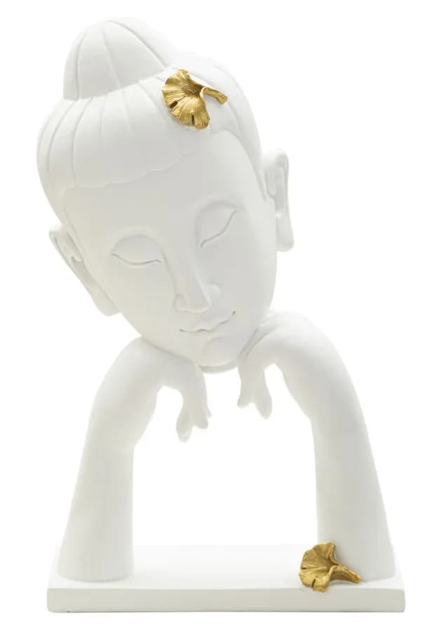 Buddha dekorácia na stôl B 21 cm biela/zlatá 1