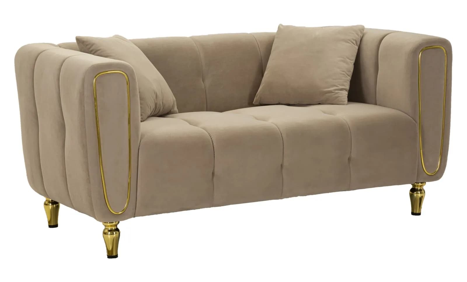Dvojmiestna pohovka Alma 155 cm taupe/zlatá