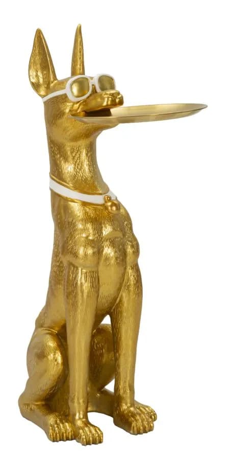 Dekoratívna socha Dog Pit s podnosom 91 cm zlatá 1