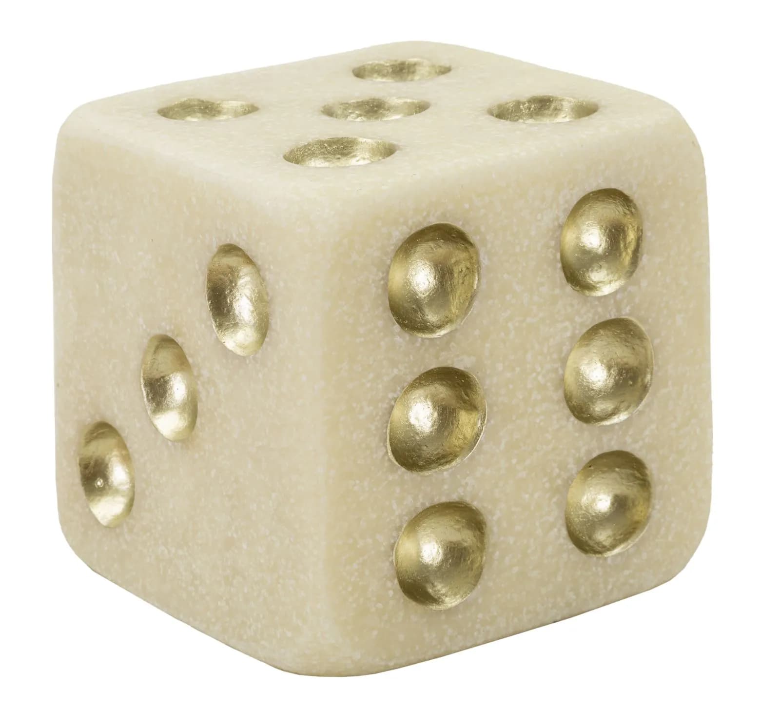 Dekoratívny doplnok Dice 12 cm biely/zlatý 1