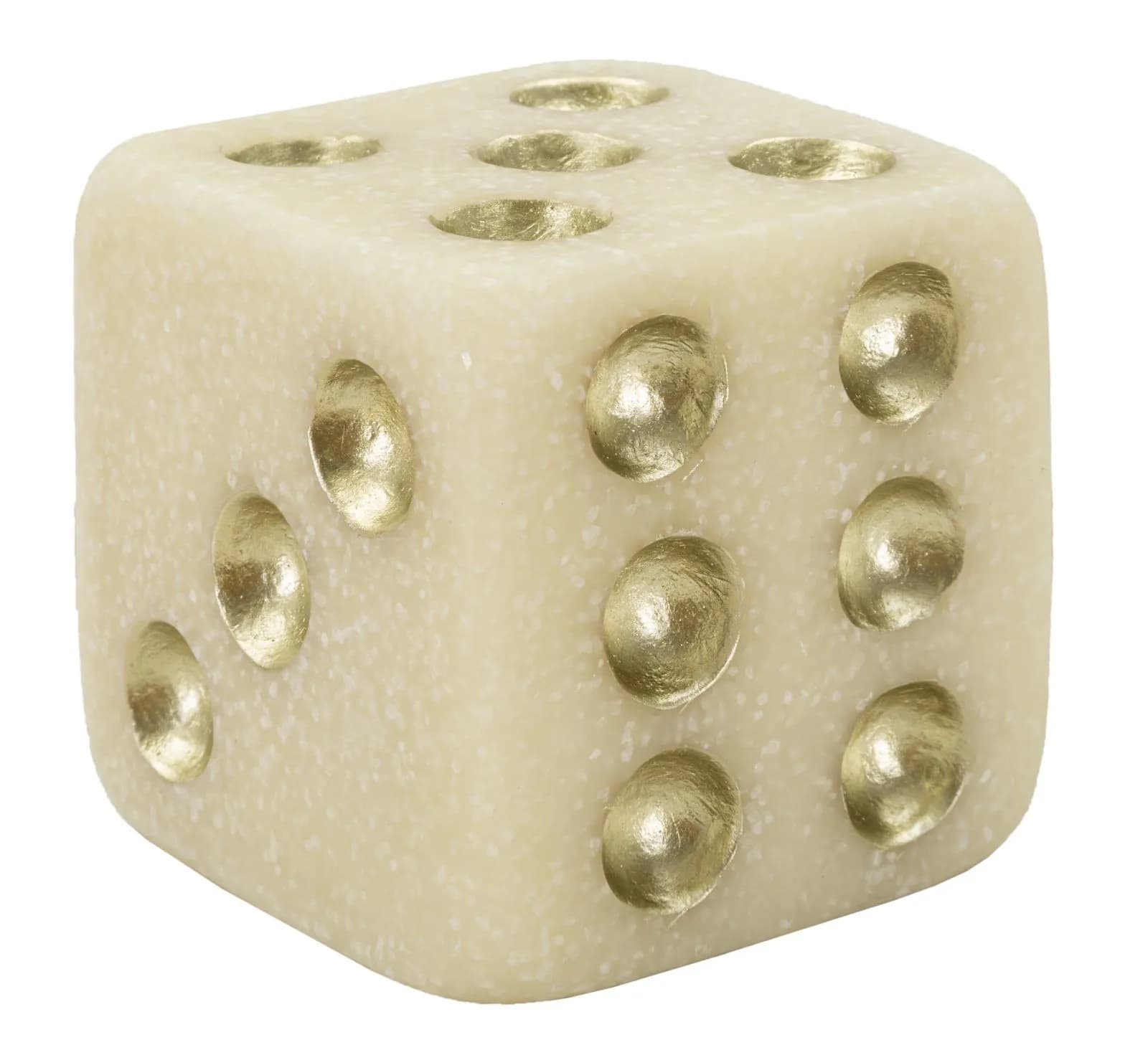 Dekoratívny doplnok Dice 8 cm biely/zlatý 1