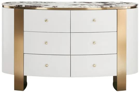Komoda Stilig ST920 140 cm biela/zlatá/mramor