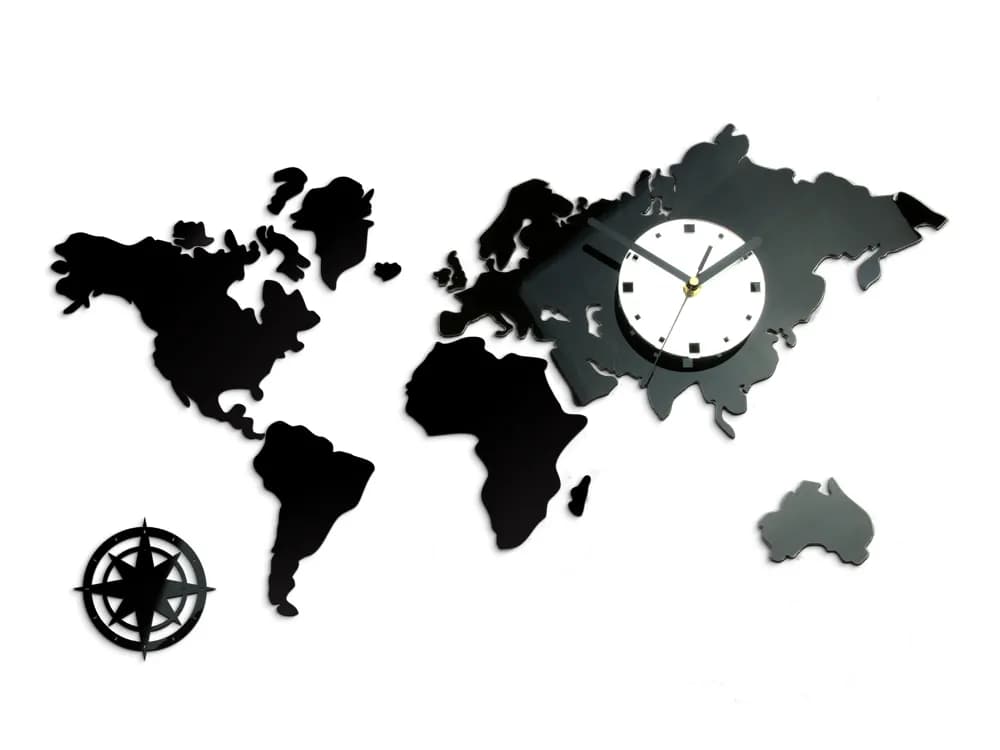 3D nalepovacie hodiny Continents wenge 1