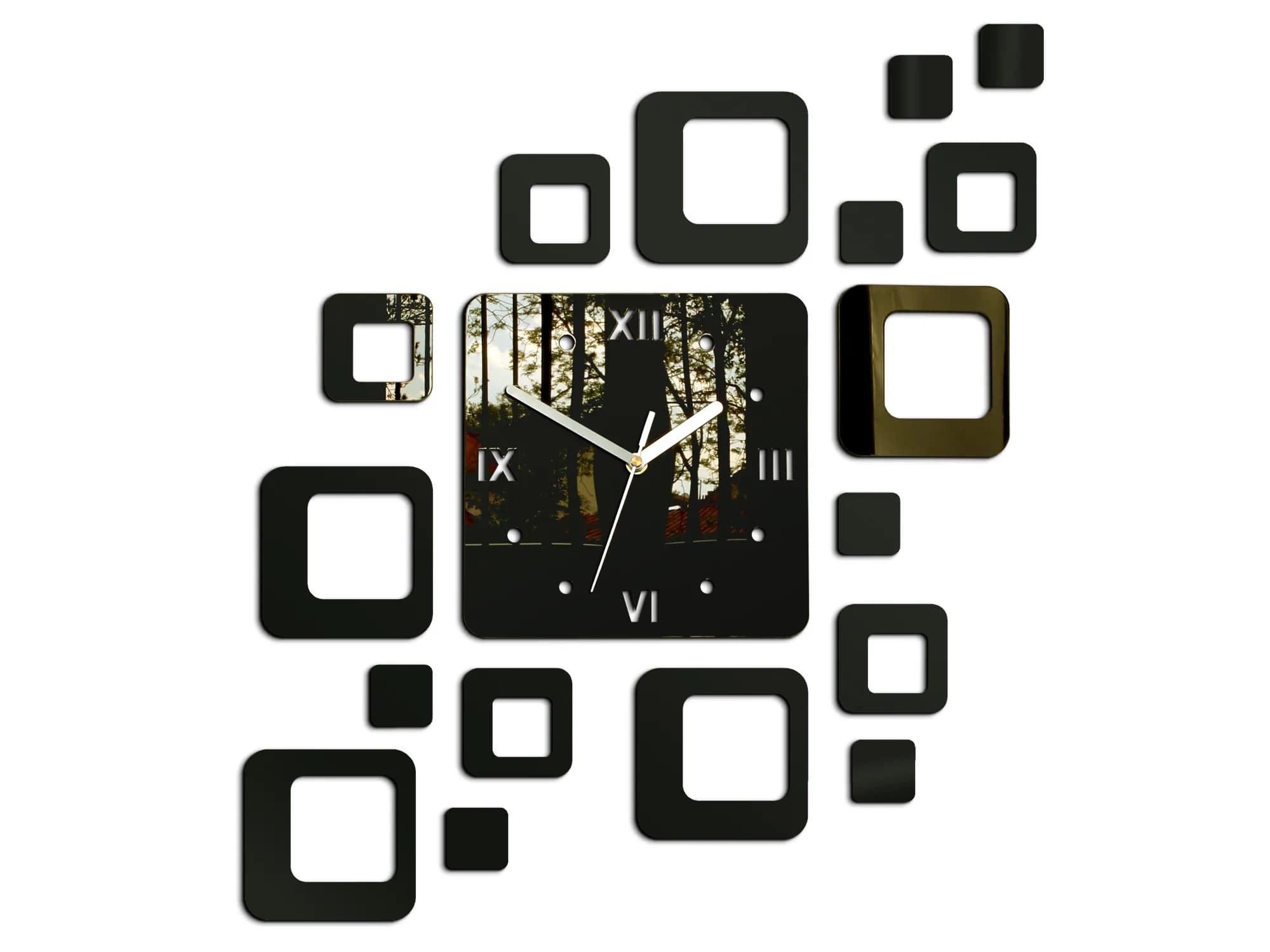 3D nalepovacie hodiny Roman Quadrat wenge