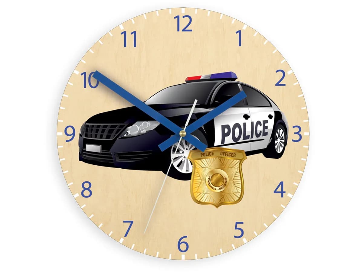 Detské nástenné hodiny Ami Policajné auto 30 cm viacfarebné 1