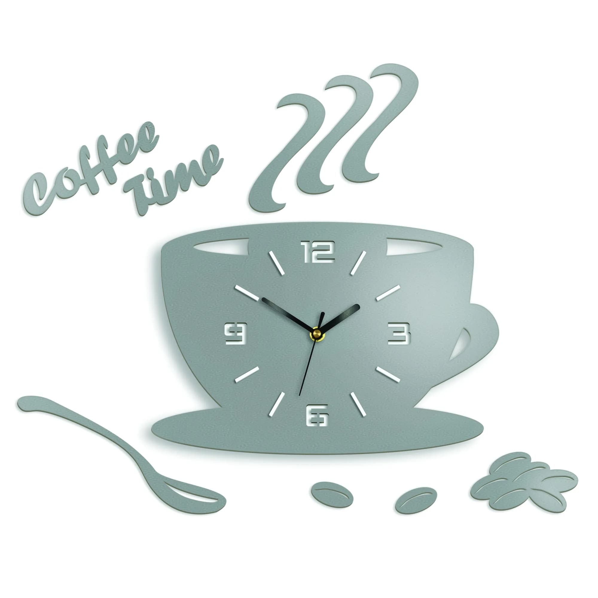 Nástenné hodiny Coffee svetlo šedé 1
