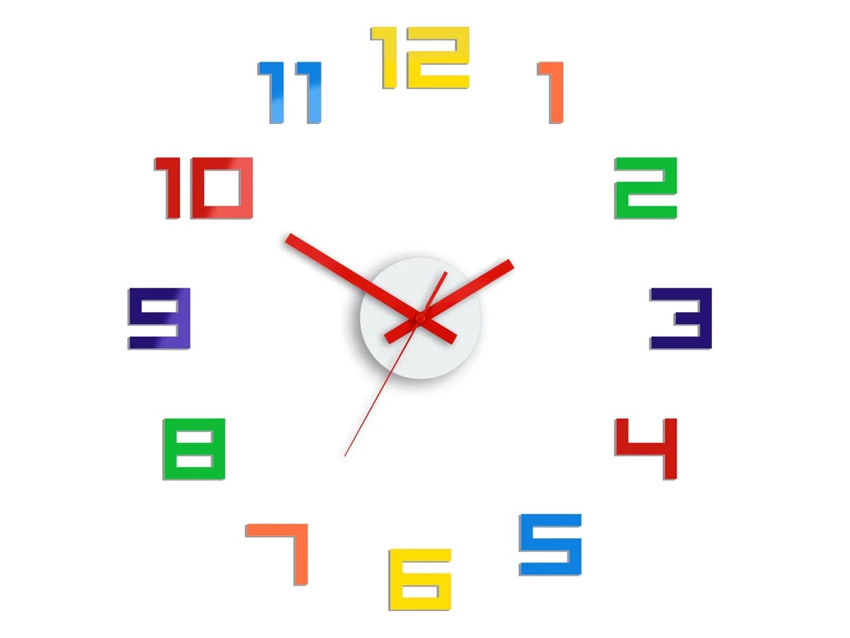 3D nalepovacie hodiny Digit farebné
