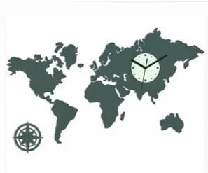 3D nalepovacie hodiny Continents šedé 1