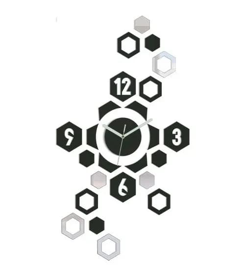 3D nalepovacie hodiny Hexagon wenge 1