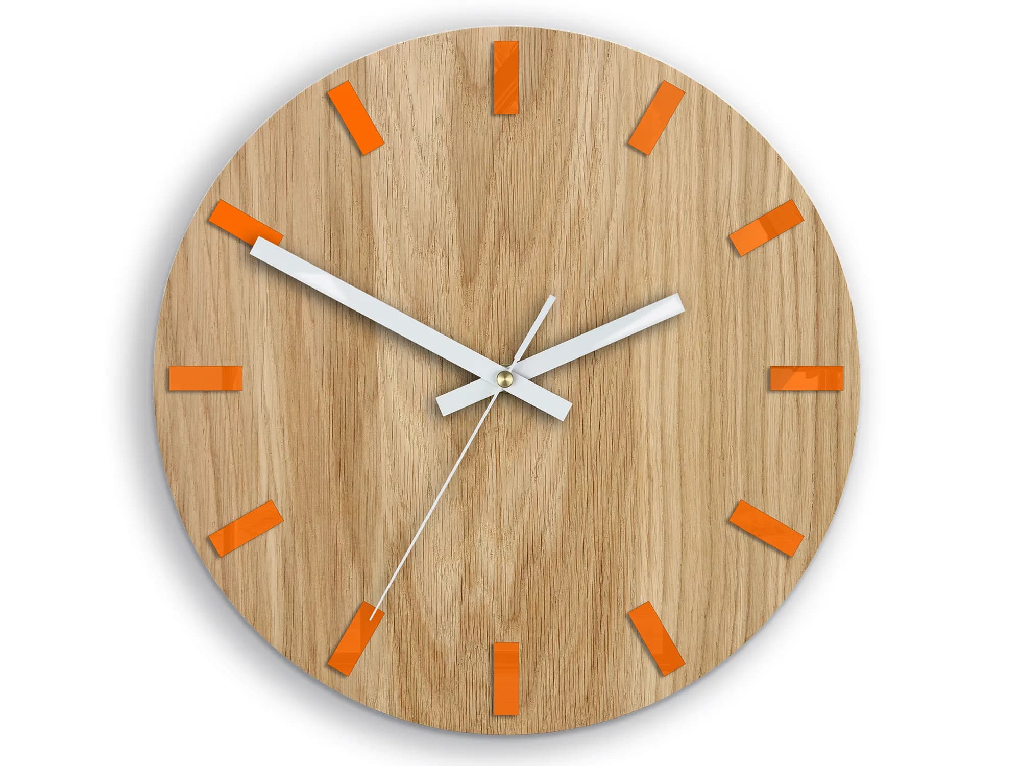 Drevené nástenné hodiny Simple 33 cm dub prírodný/oranžový 1