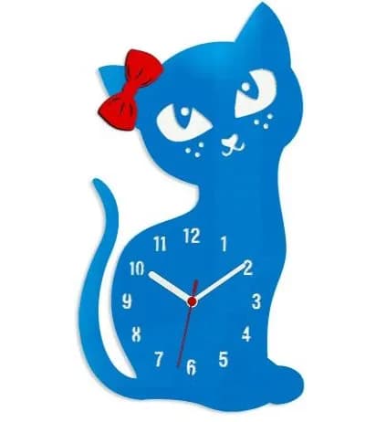 Nástenné hodiny Cat modré 1