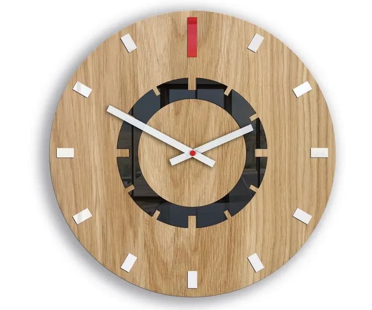 Drevené nástenné hodiny Atena 33 cm červené/biele 1