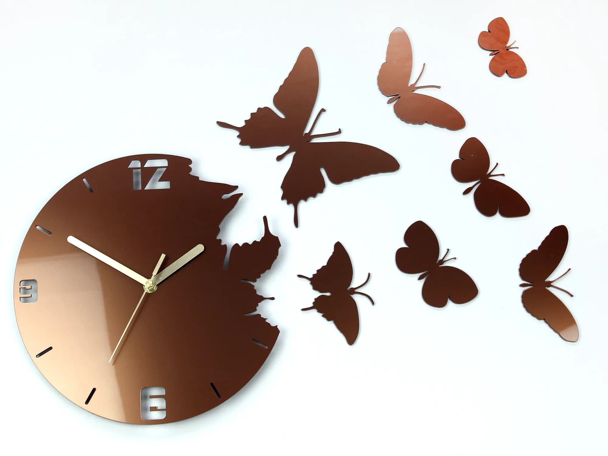 3D nalepovacie hodiny Butterflies medené 1