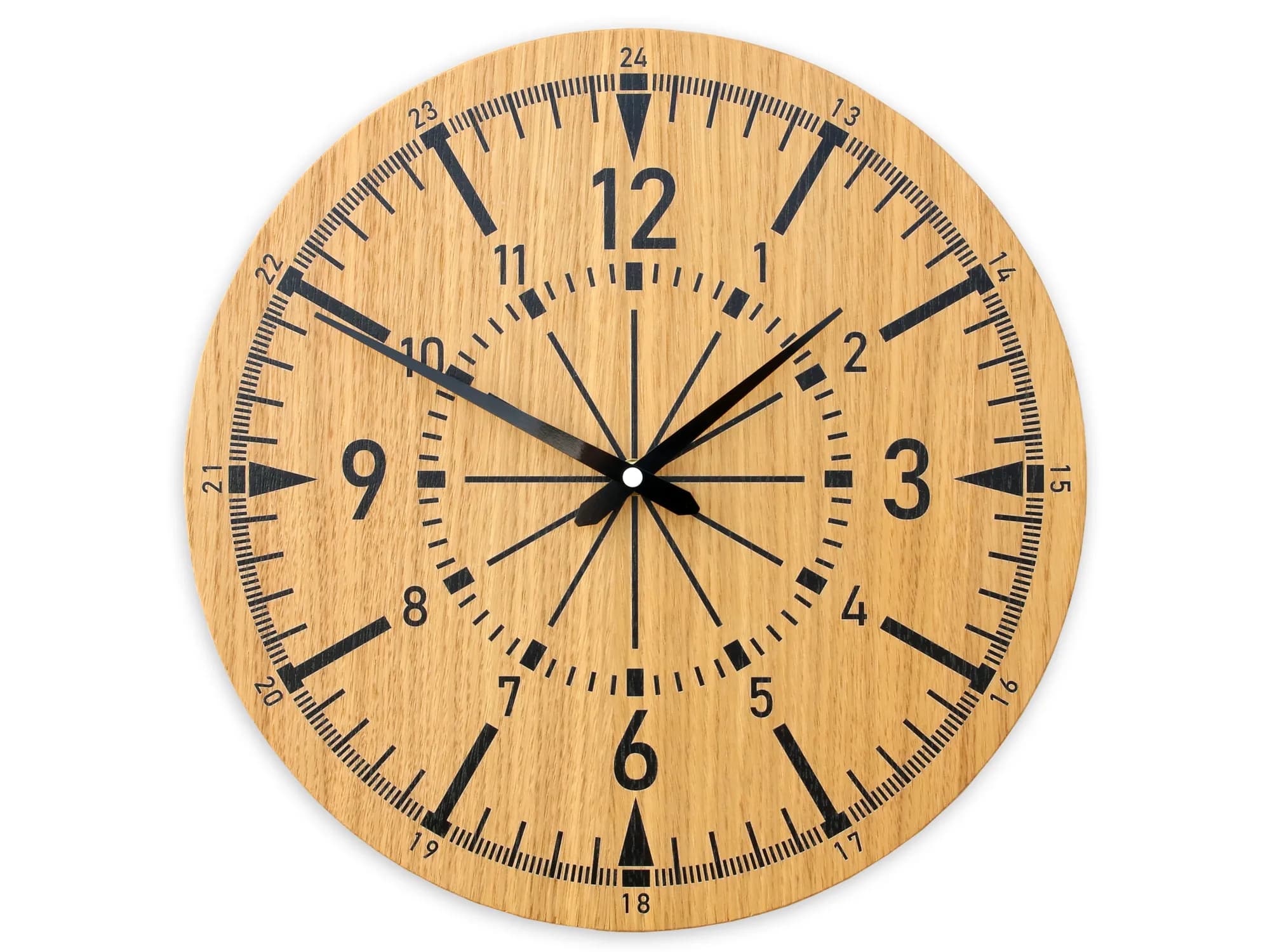 Drevené nástenné hodiny Avatar 33 cm dub prírodný/čierny 1