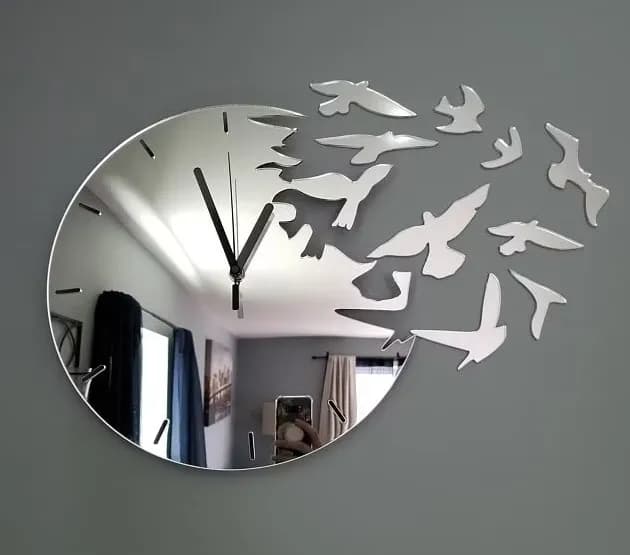 3D nalepovacie hodiny Swallows zlaté 1