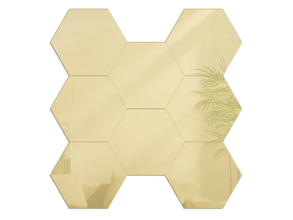 Nástenné samolepiace zrkadlo Hexagon zlaté 1